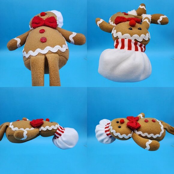 Gingerbread Girl Gingerbread Boy Shelf Sitters Christmas Decor Chef Hat Bow Set - Picture 7 of 8